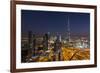 UAE, Downtown Dubai. Cityscape with Burj Khalifa at night.-Walter Bibikow-Framed Premium Photographic Print