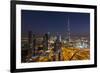 UAE, Downtown Dubai. Cityscape with Burj Khalifa at night.-Walter Bibikow-Framed Premium Photographic Print