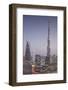 UAE, Downtown Dubai. Cityscape with Burj Khalifa at night.-Walter Bibikow-Framed Photographic Print