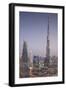 UAE, Downtown Dubai. Cityscape with Burj Khalifa at night.-Walter Bibikow-Framed Photographic Print