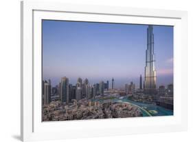 UAE, Downtown Dubai. Cityscape with Burj Khalifa.-Walter Bibikow-Framed Photographic Print