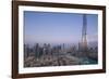 UAE, Downtown Dubai. Cityscape with Burj Khalifa.-Walter Bibikow-Framed Photographic Print