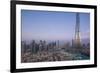 UAE, Downtown Dubai. Cityscape with Burj Khalifa.-Walter Bibikow-Framed Photographic Print