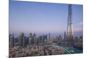 UAE, Downtown Dubai. Cityscape with Burj Khalifa.-Walter Bibikow-Mounted Photographic Print