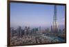 UAE, Downtown Dubai. Cityscape with Burj Khalifa.-Walter Bibikow-Framed Photographic Print