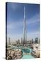 UAE, Downtown Dubai. Cityscape with Burj Khalifa.-Walter Bibikow-Stretched Canvas