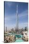 UAE, Downtown Dubai. Cityscape with Burj Khalifa.-Walter Bibikow-Stretched Canvas