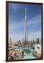 UAE, Downtown Dubai. Cityscape with Burj Khalifa.-Walter Bibikow-Framed Premium Photographic Print