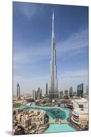 UAE, Downtown Dubai. Cityscape with Burj Khalifa.-Walter Bibikow-Mounted Premium Photographic Print