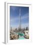 UAE, Downtown Dubai. Cityscape with Burj Khalifa.-Walter Bibikow-Framed Photographic Print