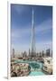 UAE, Downtown Dubai. Cityscape with Burj Khalifa.-Walter Bibikow-Framed Photographic Print