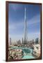 UAE, Downtown Dubai. Cityscape with Burj Khalifa.-Walter Bibikow-Framed Photographic Print