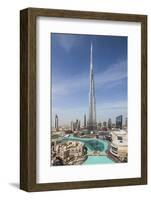 UAE, Downtown Dubai. Cityscape with Burj Khalifa.-Walter Bibikow-Framed Photographic Print