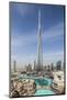 UAE, Downtown Dubai. Cityscape with Burj Khalifa.-Walter Bibikow-Mounted Photographic Print