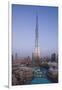 UAE, Downtown Dubai. Cityscape with Burj Khalifa.-Walter Bibikow-Framed Photographic Print