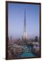 UAE, Downtown Dubai. Cityscape with Burj Khalifa.-Walter Bibikow-Framed Photographic Print