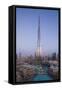 UAE, Downtown Dubai. Cityscape with Burj Khalifa.-Walter Bibikow-Framed Stretched Canvas