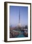 UAE, Downtown Dubai. Cityscape with Burj Khalifa.-Walter Bibikow-Framed Photographic Print