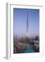 UAE, Downtown Dubai. Cityscape with Burj Khalifa.-Walter Bibikow-Framed Photographic Print