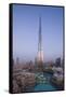 UAE, Downtown Dubai. Cityscape with Burj Khalifa.-Walter Bibikow-Framed Stretched Canvas