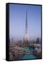 UAE, Downtown Dubai. Cityscape with Burj Khalifa.-Walter Bibikow-Framed Stretched Canvas