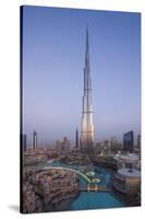 UAE, Downtown Dubai. Cityscape with Burj Khalifa.-Walter Bibikow-Stretched Canvas