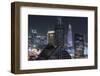 UAE, Downtown Dubai. Downtown cityscape at night lit in blue.-Walter Bibikow-Framed Photographic Print