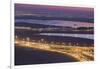 UAE, Downtown Dubai. Elevated desert and highway view.-Walter Bibikow-Framed Photographic Print