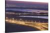 UAE, Downtown Dubai. Elevated desert and highway view.-Walter Bibikow-Stretched Canvas