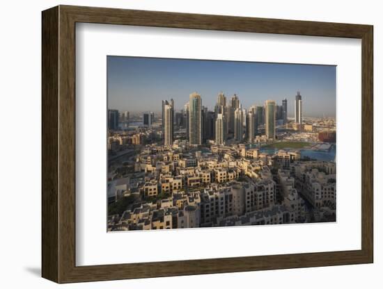 UAE, Downtown Dubai. Elevated view of Downtown area-Walter Bibikow-Framed Photographic Print