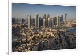 UAE, Downtown Dubai. Elevated view of Downtown area-Walter Bibikow-Framed Photographic Print