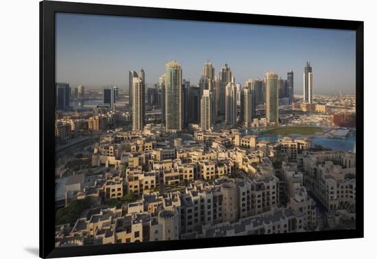 UAE, Downtown Dubai. Elevated view of Downtown area-Walter Bibikow-Framed Photographic Print