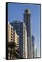 UAE, Downtown Dubai. High-rise buildings along Sheikh Zayed Road-Walter Bibikow-Framed Stretched Canvas