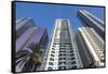 UAE, Downtown Dubai. High-rise buildings along Sheikh Zayed Road-Walter Bibikow-Framed Stretched Canvas