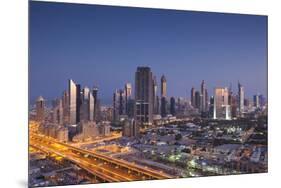 UAE, Downtown Dubai. Skyscrapers on Sheikh Zayed Road from downtown-Walter Bibikow-Mounted Premium Photographic Print