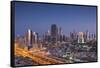 UAE, Downtown Dubai. Skyscrapers on Sheikh Zayed Road from downtown-Walter Bibikow-Framed Stretched Canvas