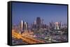 UAE, Downtown Dubai. Skyscrapers on Sheikh Zayed Road from downtown-Walter Bibikow-Framed Stretched Canvas