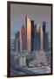 UAE, Downtown Dubai. Skyscrapers on Sheikh Zayed Road from downtown-Walter Bibikow-Framed Photographic Print