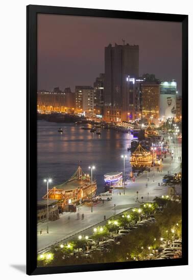 UAE, Dubai, Deira. Elevated view of Dubai Creek-Walter Bibikow-Framed Photographic Print