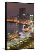 UAE, Dubai, Deira. Elevated view of Dubai Creek-Walter Bibikow-Framed Stretched Canvas