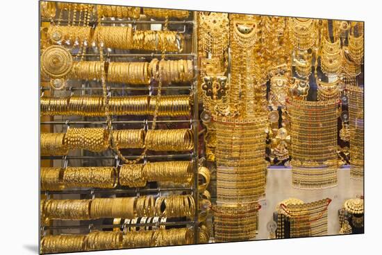 UAE, Dubai, Deira. Gold Souk, gold jewelry-Walter Bibikow-Mounted Premium Photographic Print
