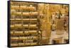 UAE, Dubai, Deira. Gold Souk, gold jewelry-Walter Bibikow-Framed Stretched Canvas