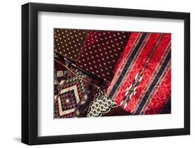 UAE, Dubai, Deira. Souvenir fabric-Walter Bibikow-Framed Photographic Print