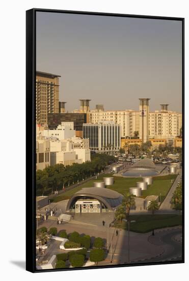 UAE, Dubai, Deira. Union Square, elevated view-Walter Bibikow-Framed Stretched Canvas