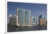 UAE, Dubai, Deira. waterfront buildings by Dubai Creek-Walter Bibikow-Framed Photographic Print