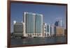 UAE, Dubai, Deira. waterfront buildings by Dubai Creek-Walter Bibikow-Framed Photographic Print