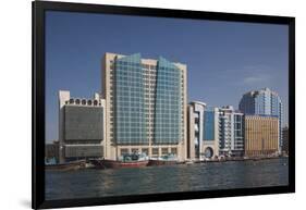 UAE, Dubai, Deira. waterfront buildings by Dubai Creek-Walter Bibikow-Framed Photographic Print