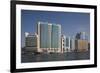 UAE, Dubai, Deira. waterfront buildings by Dubai Creek-Walter Bibikow-Framed Premium Photographic Print