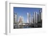 UAE, Dubai Marina high-rise buildings including the twisted Cayan Tower-Walter Bibikow-Framed Photographic Print