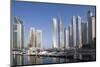 UAE, Dubai Marina high-rise buildings including the twisted Cayan Tower-Walter Bibikow-Mounted Photographic Print